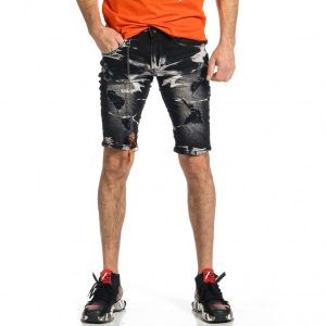 Ανδρικό μαύρο τζιν βερμούδα Leeyo Ανδρικό μαύρο τζιν βερμούδα Leeyo