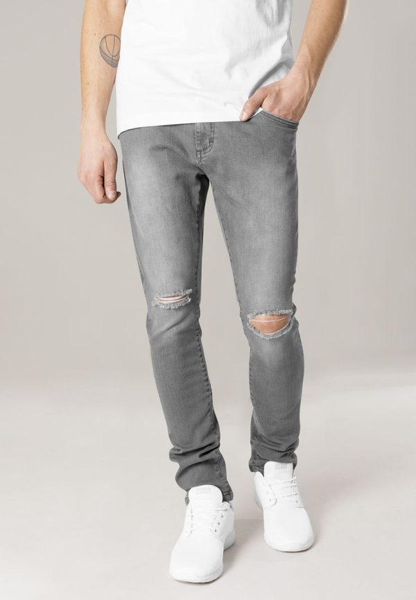 Ανδρικό παντελόνι Slim Fit Knee Cut Denim Urban Classics TB Grey