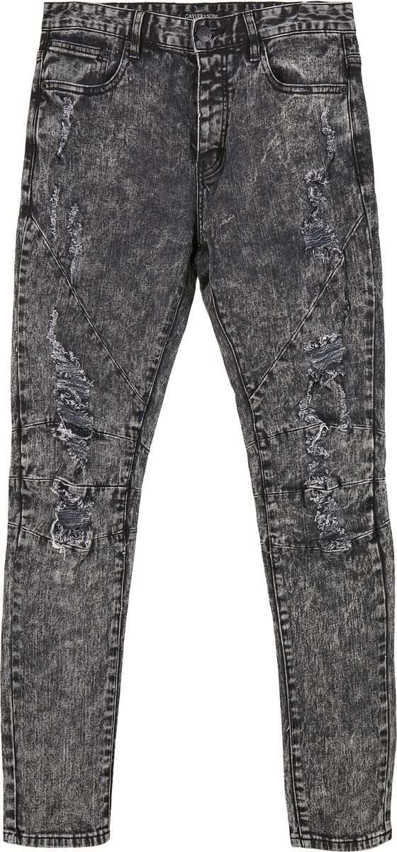 C&S Paneled Denim Pants C&S CS Acid Washed Distressed Black