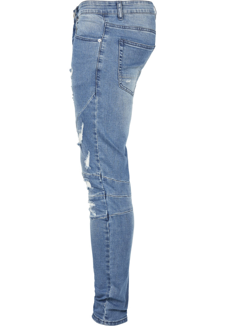 C&S Paneled Denim Pants CS CS Distressed Mid Blue 1