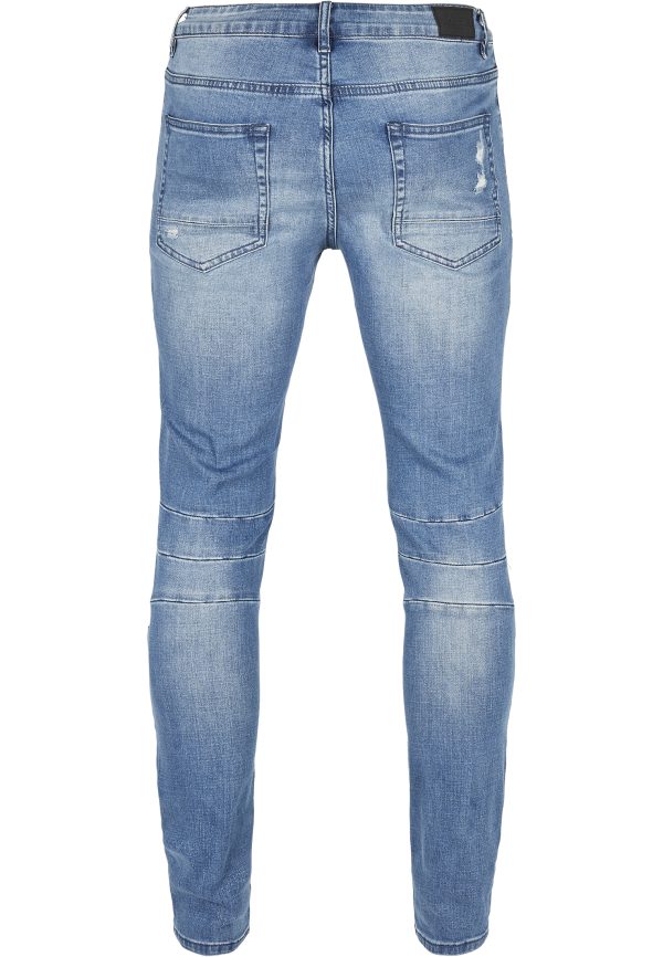 C&S Paneled Denim Pants CS CS Distressed Mid Blue