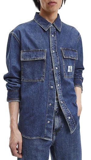 ΠΟΥΚΑΜΙΣΟ CALVIN KLEIN RELAXED UTILITY SHIRT DARK BLUE CALVIN KLEIN