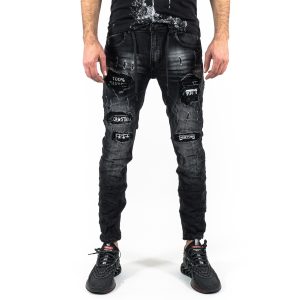 Ανδρικό μαύρο τζιν Leeyo