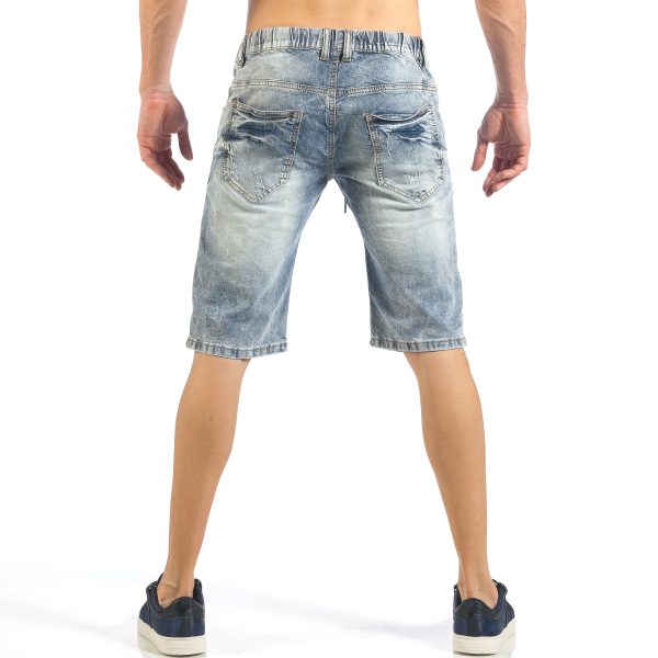 Ανδρική γαλάζια τζιν βερμούδα και χρωματιστές λεπτομέρειες