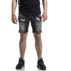 Ανδρικό μαύρο τζιν βερμούδα με αξεσουάρ Ανδρικό μαύρο τζιν βερμούδα με αξεσουάρ