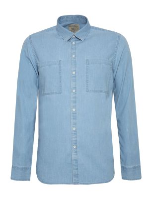 Μπλε Jean Ανδρικο Πουκαμισο Shaped Fit Μπλε Jean Ανδρικο Πουκαμισο Shaped Fit