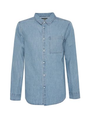 Μπλε Denim Πουκαμισο Shaped Fit