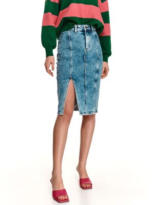 Μπλε Denim Φουστα Με Σκισιμο