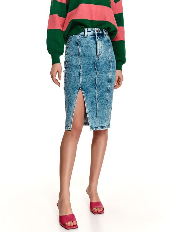 Μπλε Denim Φουστα Με Σκισιμο
