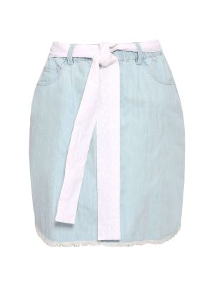 Jean Μινι Φουστα Με Ζωνη Ανοιχτο Μπλε