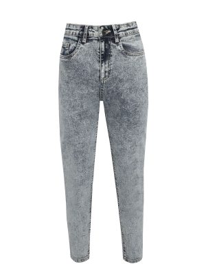 Μπλε Jean High Waist Καπρι Παντελονι