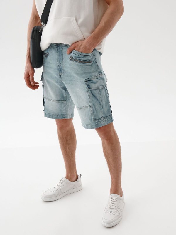 Μπλε Jean Βερμουδα Ανδρικη