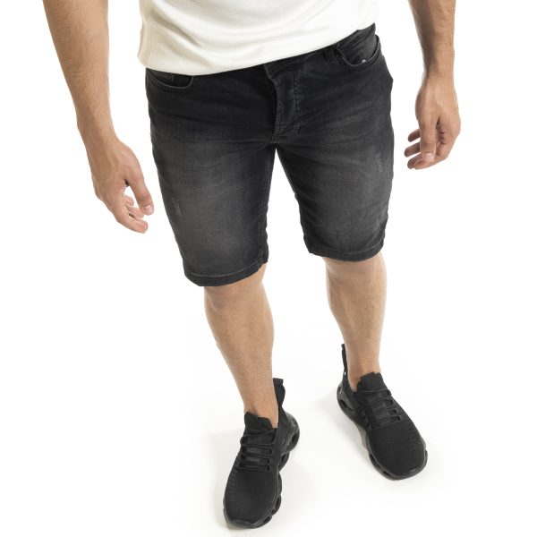 Ανδρικό μαύρο τζιν βερμούδα Blackzi