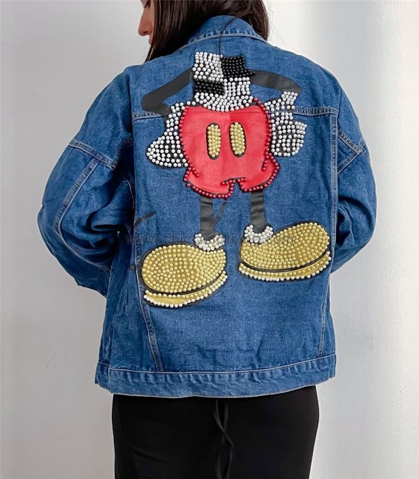 Τζιν τζάκετ mickey με πέρλες (Μπλε)