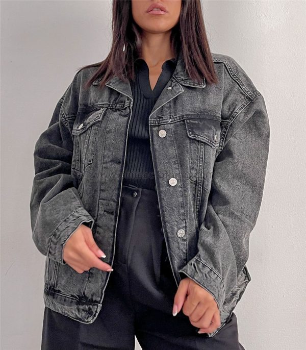 Τζιν τζάκετ oversized (Μαύρο)
