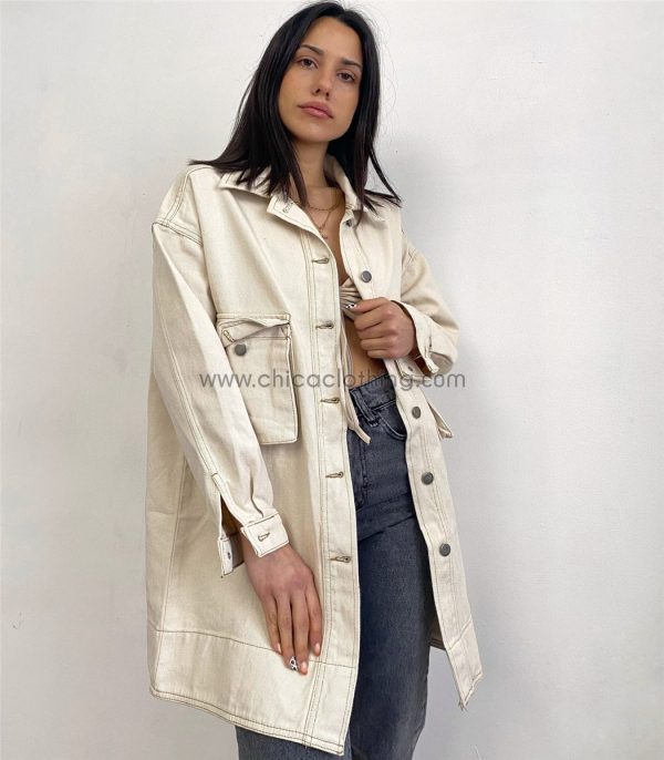 Τζιν τζάκετ τύπου ''SAFARI'' (Μπεζ)