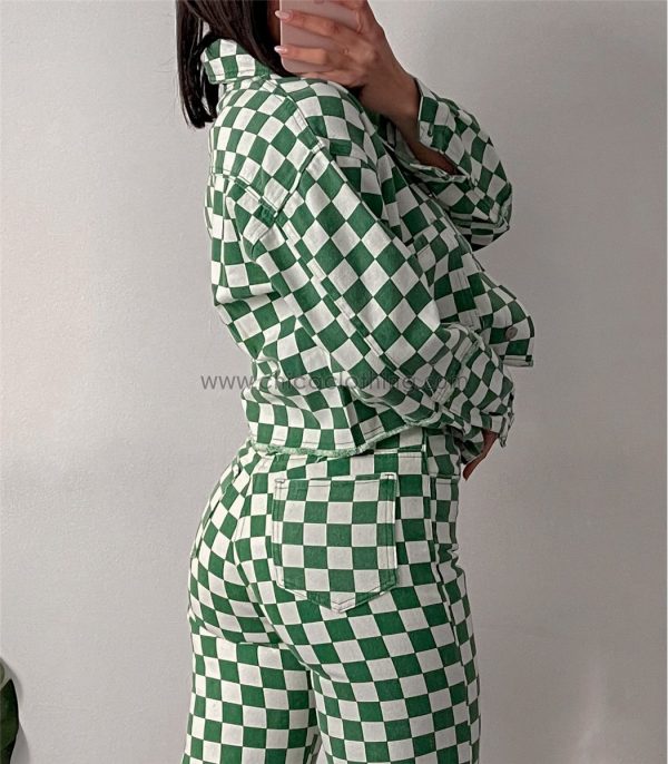 Τζιν τζάκετ chess (Πράσινο)