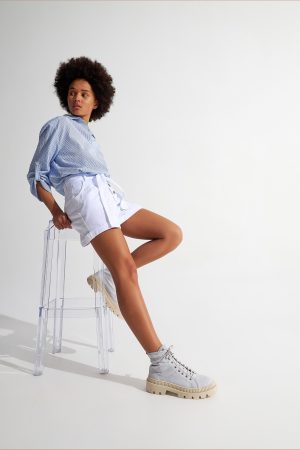 Σορτς Denim Me Ζωνη White