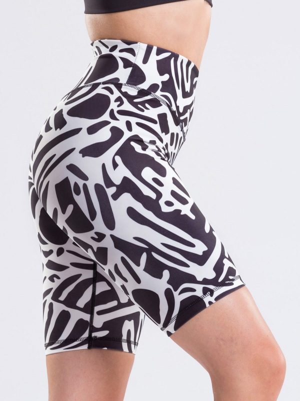 1 Bria Άσπρο-Μαύρο Ψηλόμεσο Biker pushup κολάν σύσφιξης με print.