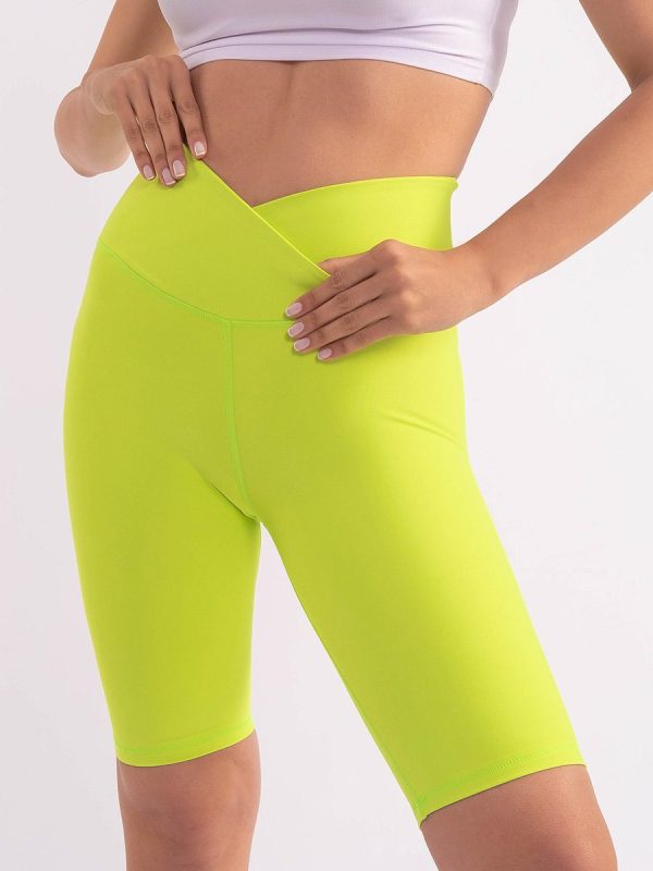 Alastar Fluo yellow Ψηλόμεσο Biker, με V σχεδιασμό στην περιοχή της κοιλιάς, pushup κολάν σύσφιξης.