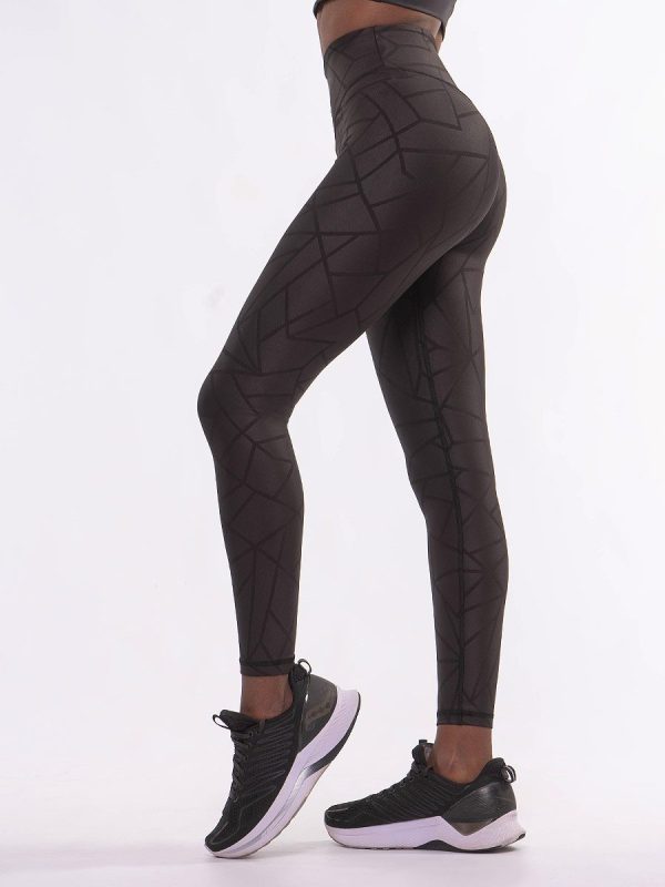 Geometry Μαύρο Ψηλόμεσο pushup κολάν σύσφιξης με Leather Look ύφασμα.