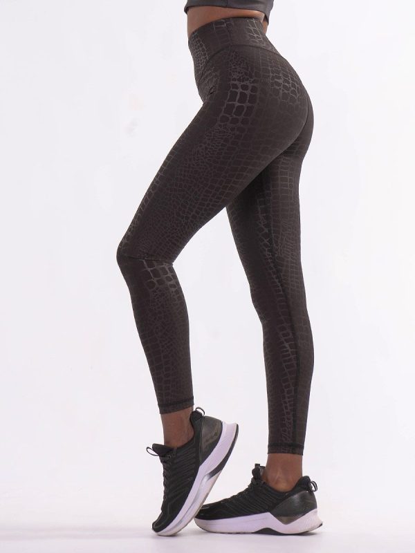 Iocaste Μαύρο Ψηλόμεσο pushup κολάν σύσφιξης με Leather Look ύφασμα.