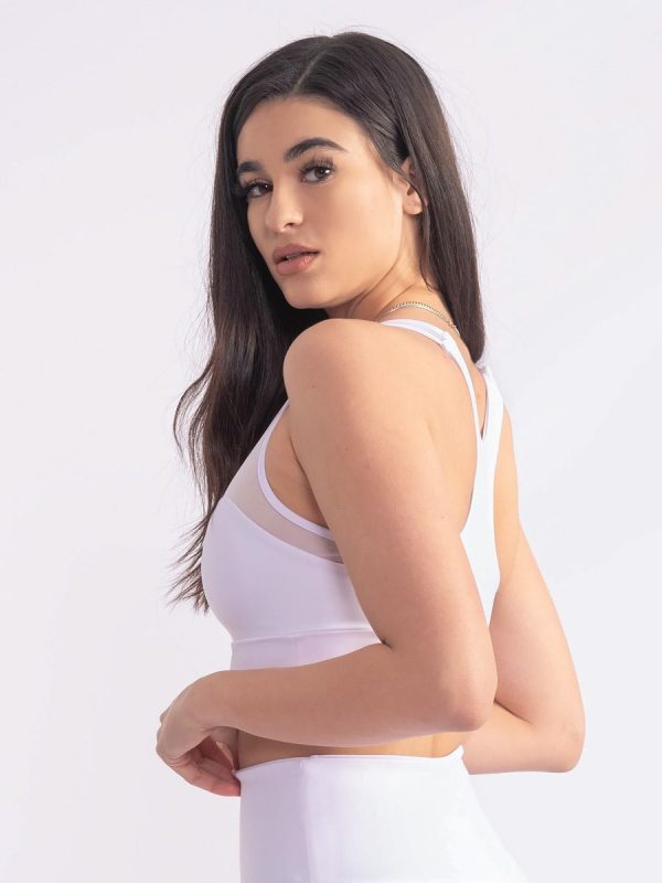 Estre Άσπρο Αμάνικο crop τοπ με εντυπωσιακή διαφάνεια.