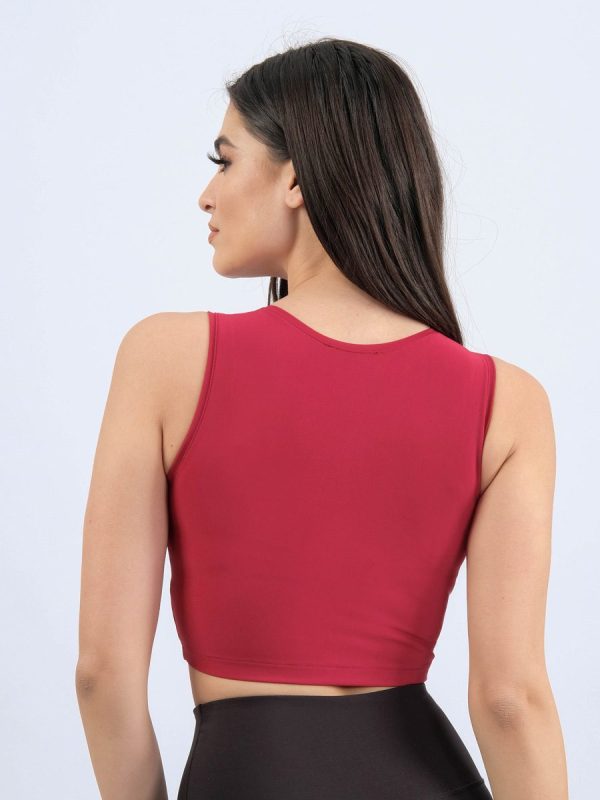 2 Devon Μπορντό Αμάνικο crop τοπ.