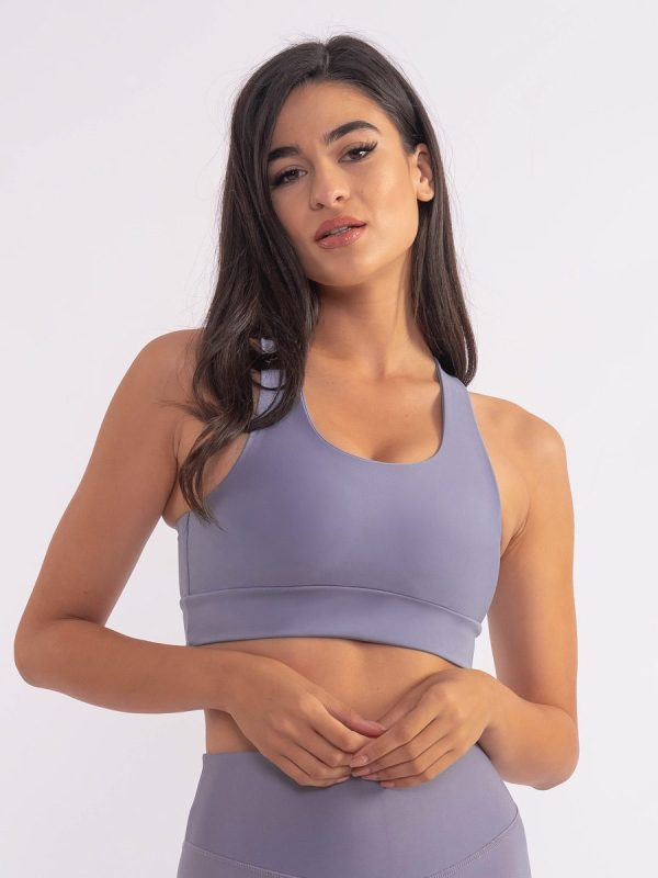 Elen water blue Αθλητικό μπουστάκι με χιαστί πλάτη και φάσα κάτω από το στήθος για σταθερή εφαρμογή.