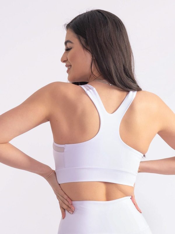 Estre Άσπρο Αμάνικο crop τοπ με εντυπωσιακή διαφάνεια.