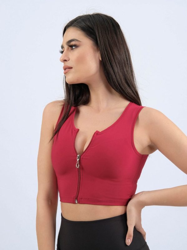 3 Devon Μπορντό Αμάνικο crop τοπ.