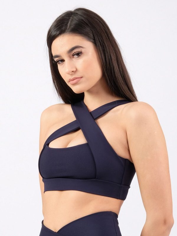 Mily NAVY Αθλητικό top με χιαστί στον μπροστινό μέρος.