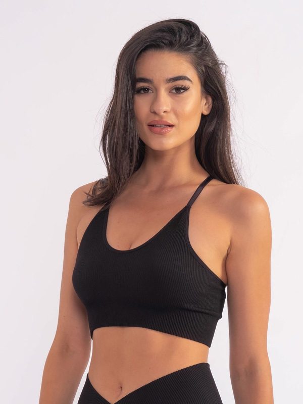 3 Copenhagen Μαύρο Αθλητικό top ριπ με χιαστί στην πλάτη.