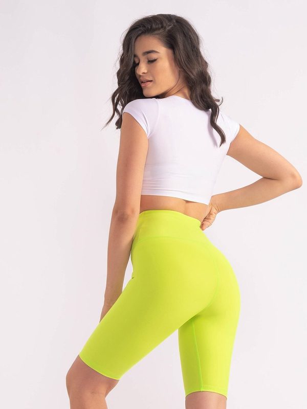 Alastar Fluo yellow Ψηλόμεσο Biker, με V σχεδιασμό στην περιοχή της κοιλιάς, pushup κολάν σύσφιξης.