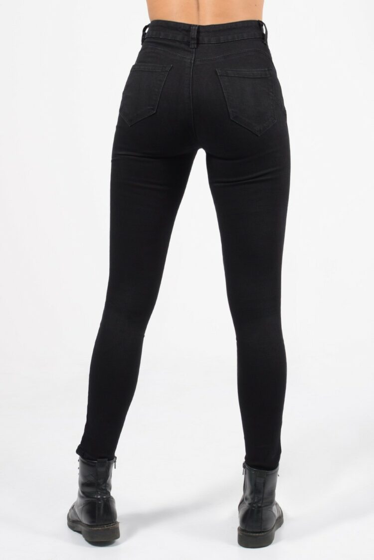 Ψηλόμεσο παντελόνι με στενή skinny εφαρμογή και τσέπες Μαύρο 2