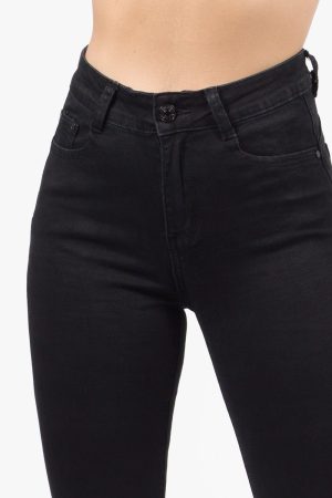 Ψηλόμεσο παντελόνι με στενή skinny εφαρμογή και τσέπες Μαύρο