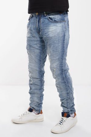 Παντελόνι τζιν, ανδρικό σε χαλαρή γραμμή, τσαλακωμένο στυλ