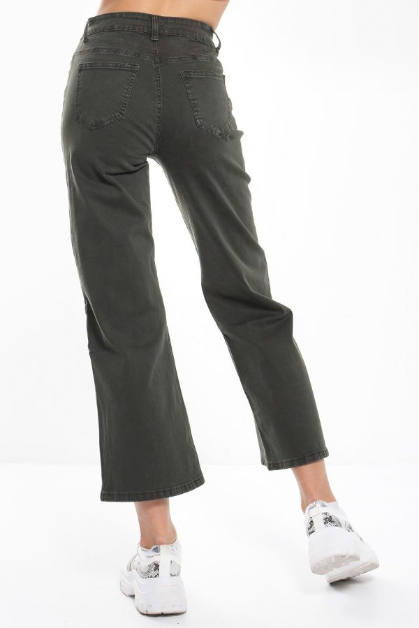 Ψηλόμεσο Τζιν Culotte Λαδί