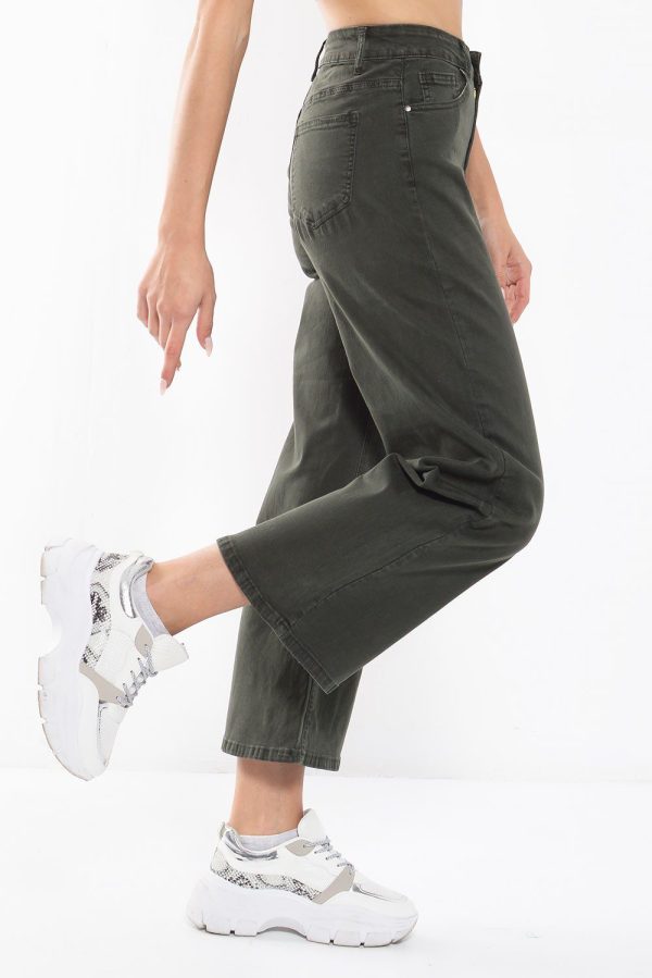 Ψηλόμεσο Τζιν Culotte Λαδί