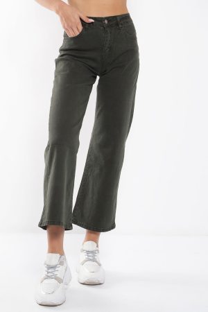 Ψηλόμεσο Τζιν Culotte Λαδί