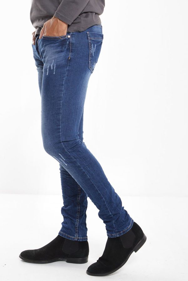 Τζιν παντελόνι ανδρικό με ξεβαμμένες λεπτομέρειες