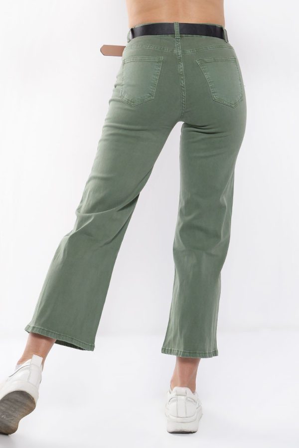 Τζιν Παντελόνι σε Ίσια Γραμμή με Ζώνη Χακί