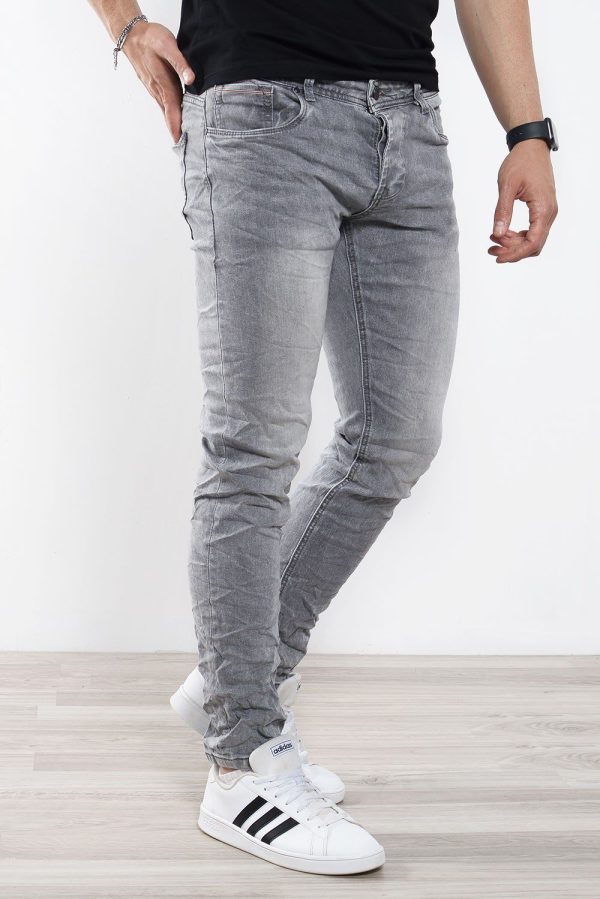 Ανδρικό Τζιν Παντελόνι Τσαλακωμένο Γκρι