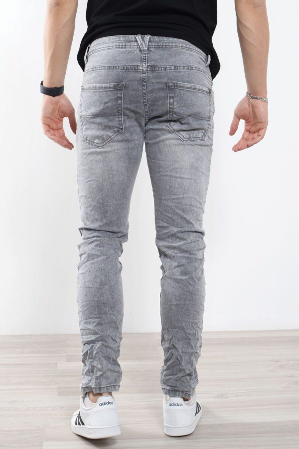 Ανδρικό Τζιν Παντελόνι Τσαλακωμένο Γκρι