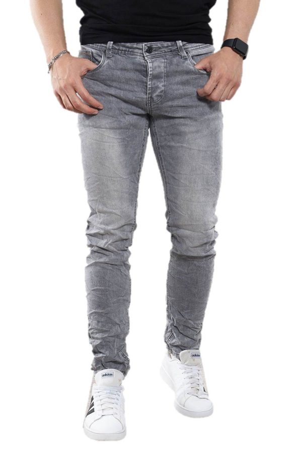 Ανδρικό Τζιν Παντελόνι Τσαλακωμένο Γκρι