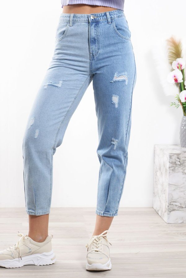 Τζιν Παντελόνι Mom Δίχρωμο