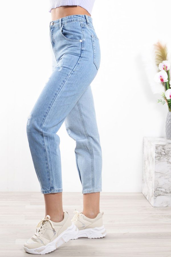 Τζιν Παντελόνι Mom Δίχρωμο