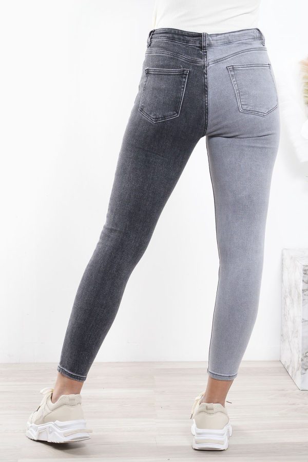 Τζιν Παντελόνι Skinny Δίχρωμο Γκρι