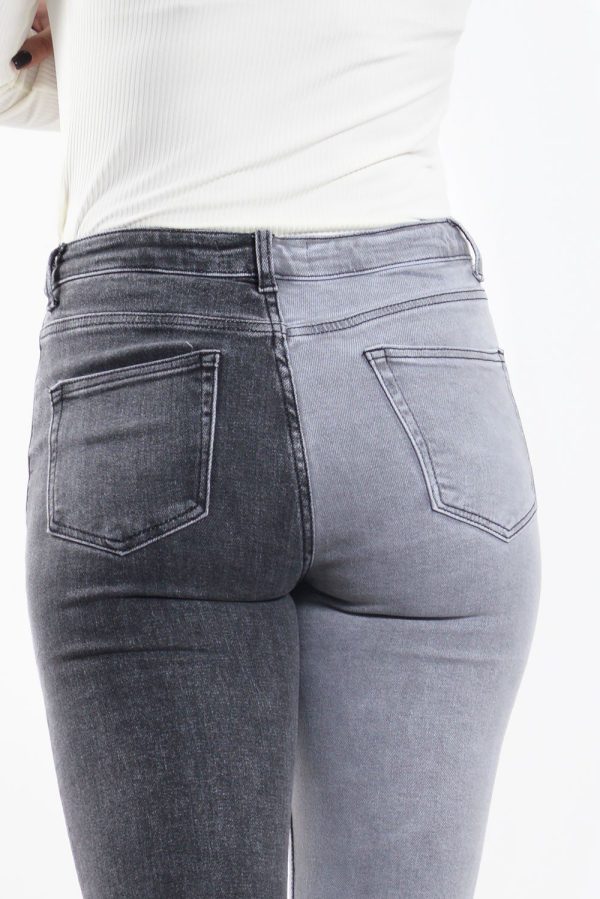 Τζιν Παντελόνι Skinny Δίχρωμο Γκρι
