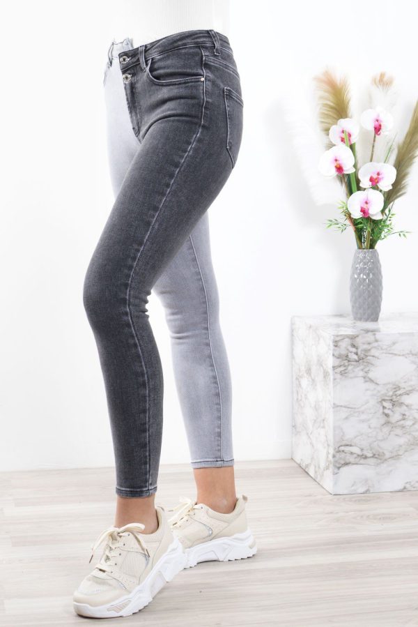 Τζιν Παντελόνι Skinny Δίχρωμο Γκρι